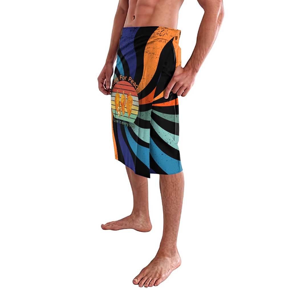 Buddhist Monks Walk For Peace Lavalava with Retro Sunset Swirl Pattern
