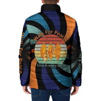 Buddhist Monks Walk For Peace Padded Jacket with Retro Sunset Swirl Pattern