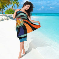 Buddhist Monks Walk For Peace Sarong with Retro Sunset Swirl Pattern