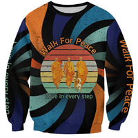 Buddhist Monks Walk For Peace Sweatshirt with Retro Sunset Swirl Pattern