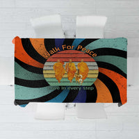 Buddhist Monks Walk For Peace Tablecloth with Retro Sunset Swirl Pattern