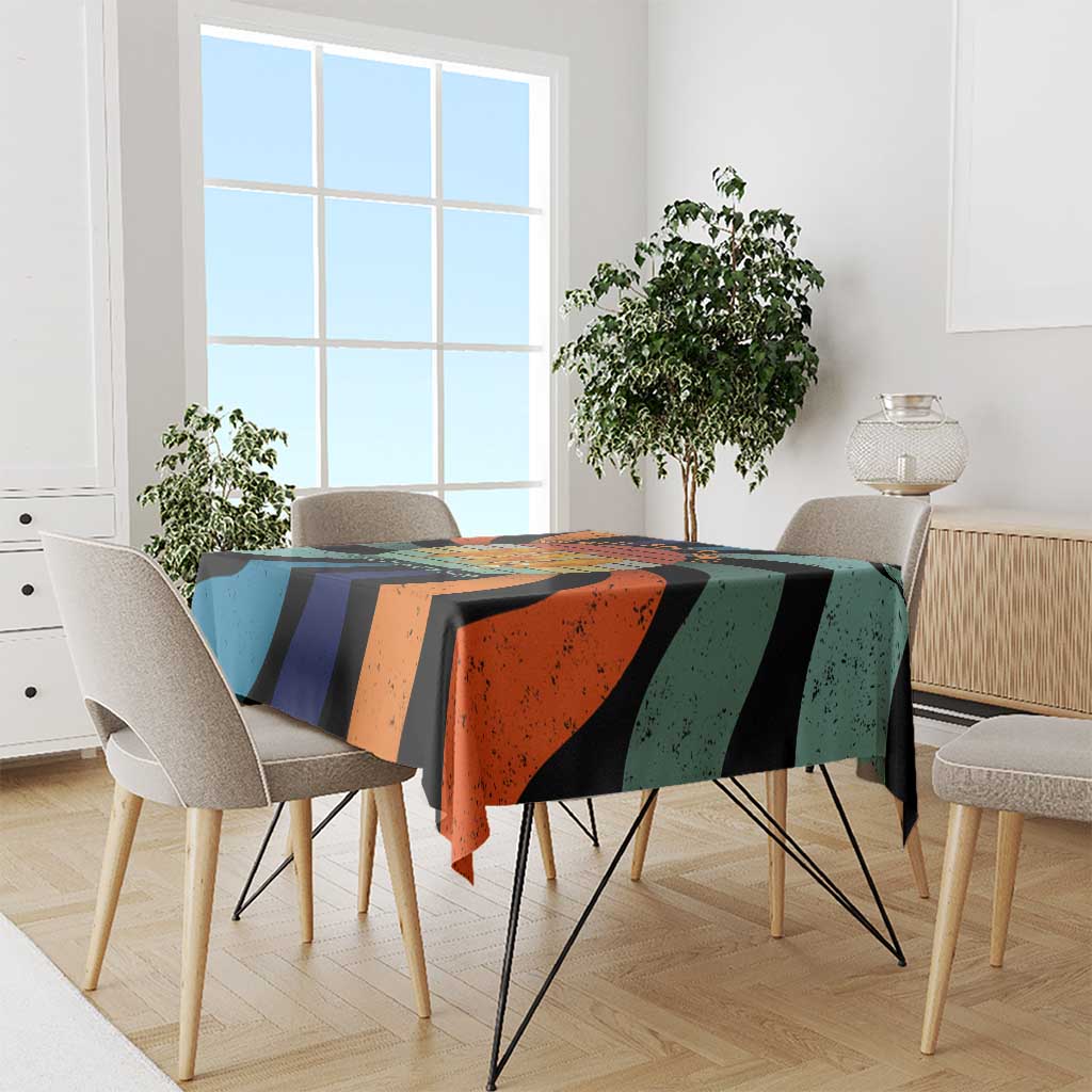 Buddhist Monks Walk For Peace Tablecloth with Retro Sunset Swirl Pattern