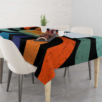 Buddhist Monks Walk For Peace Tablecloth with Retro Sunset Swirl Pattern