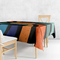 Buddhist Monks Walk For Peace Tablecloth with Retro Sunset Swirl Pattern