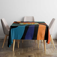 Buddhist Monks Walk For Peace Tablecloth with Retro Sunset Swirl Pattern