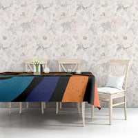 Buddhist Monks Walk For Peace Tablecloth with Retro Sunset Swirl Pattern