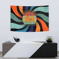 Buddhist Monks Walk For Peace Tapestry with Retro Sunset Swirl Pattern