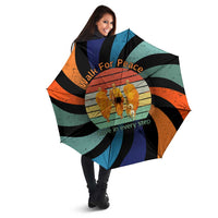 Buddhist Monks Walk For Peace Umbrella with Retro Sunset Swirl Pattern