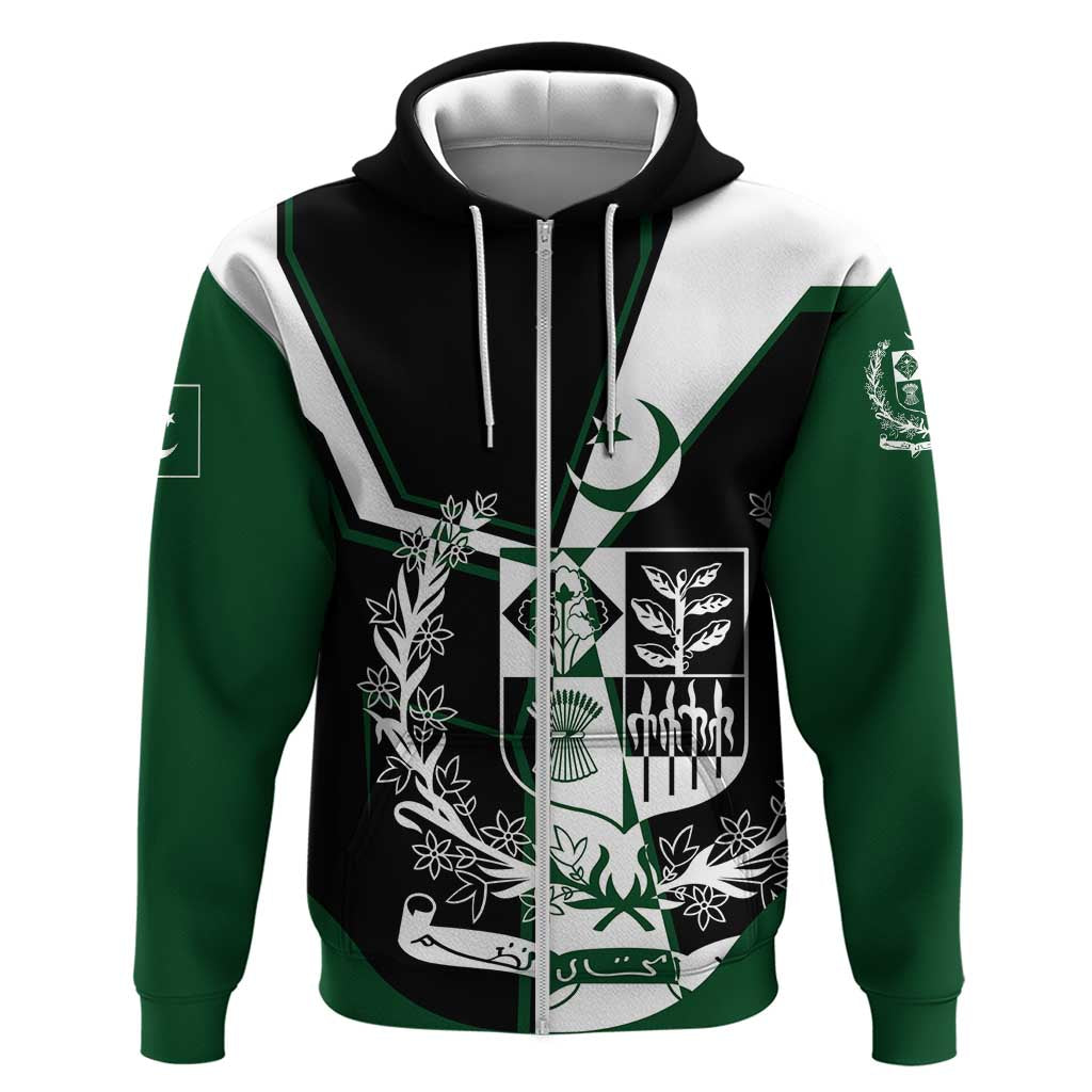 Pakistan Emblem Zip Hoodie Eagle-Shaped Design with National Symbol