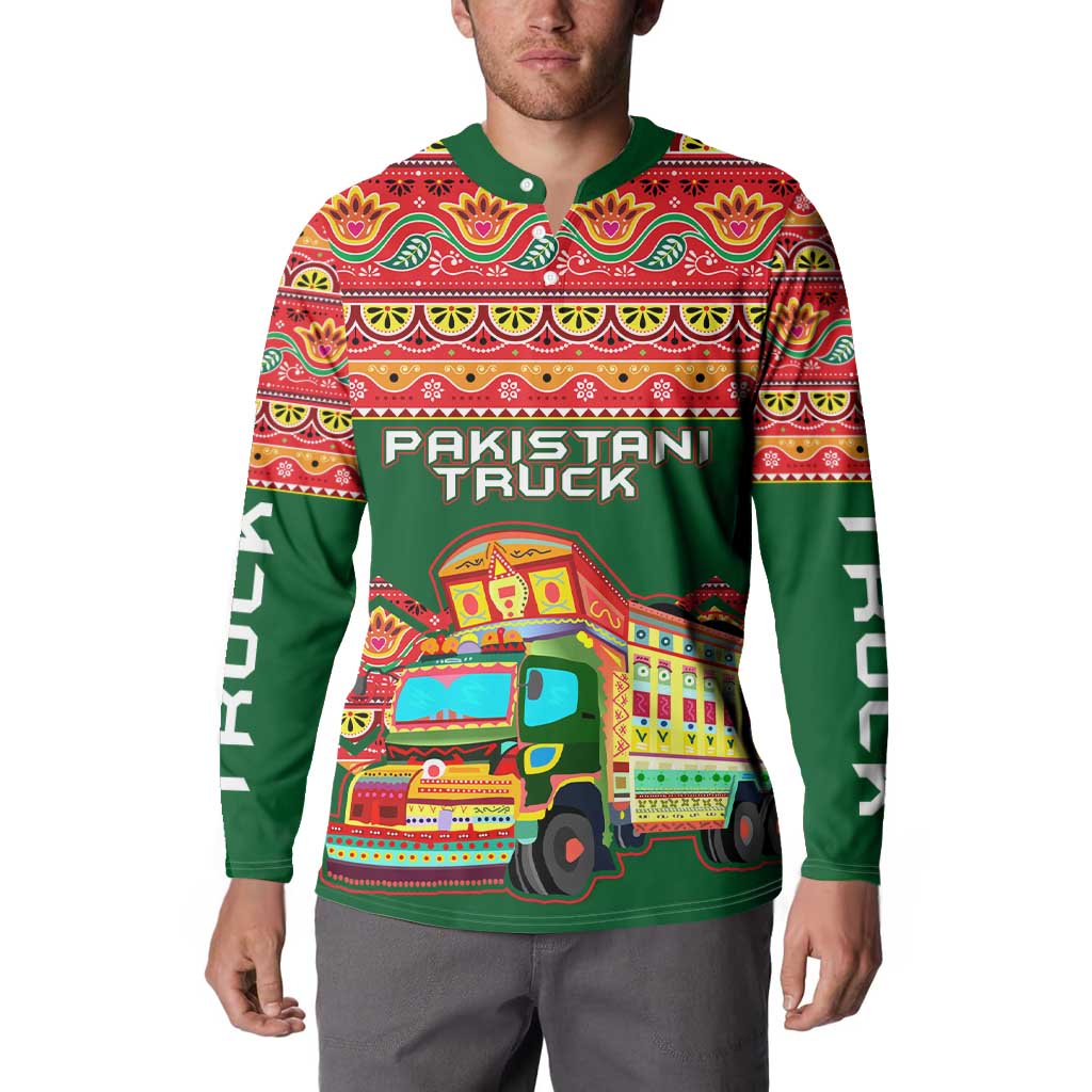 Pakistan Truck Art Button Sweatshirt National Emblem & Traditional Patterns