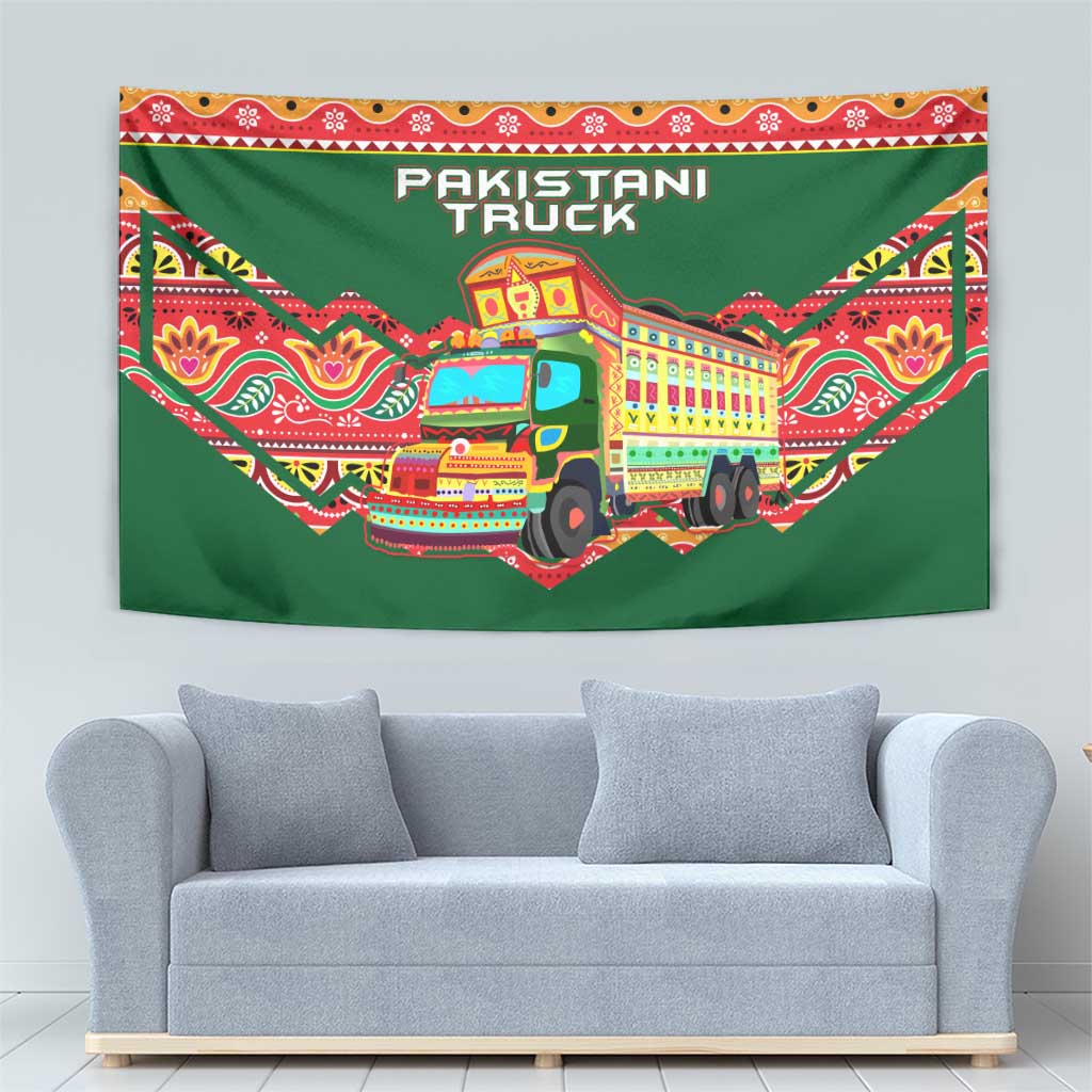 Pakistan Truck Art Tapestry National Emblem & Traditional Patterns