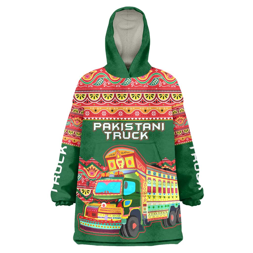 Pakistan Truck Art Wearable Blanket Hoodie National Emblem & Traditional Patterns