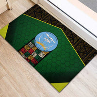 Mali Map Rubber Doormat National Emblem & Cultural Pattern Design