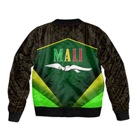 Mali Map Sleeve Zip Bomber Jacket National Emblem & Cultural Pattern Design