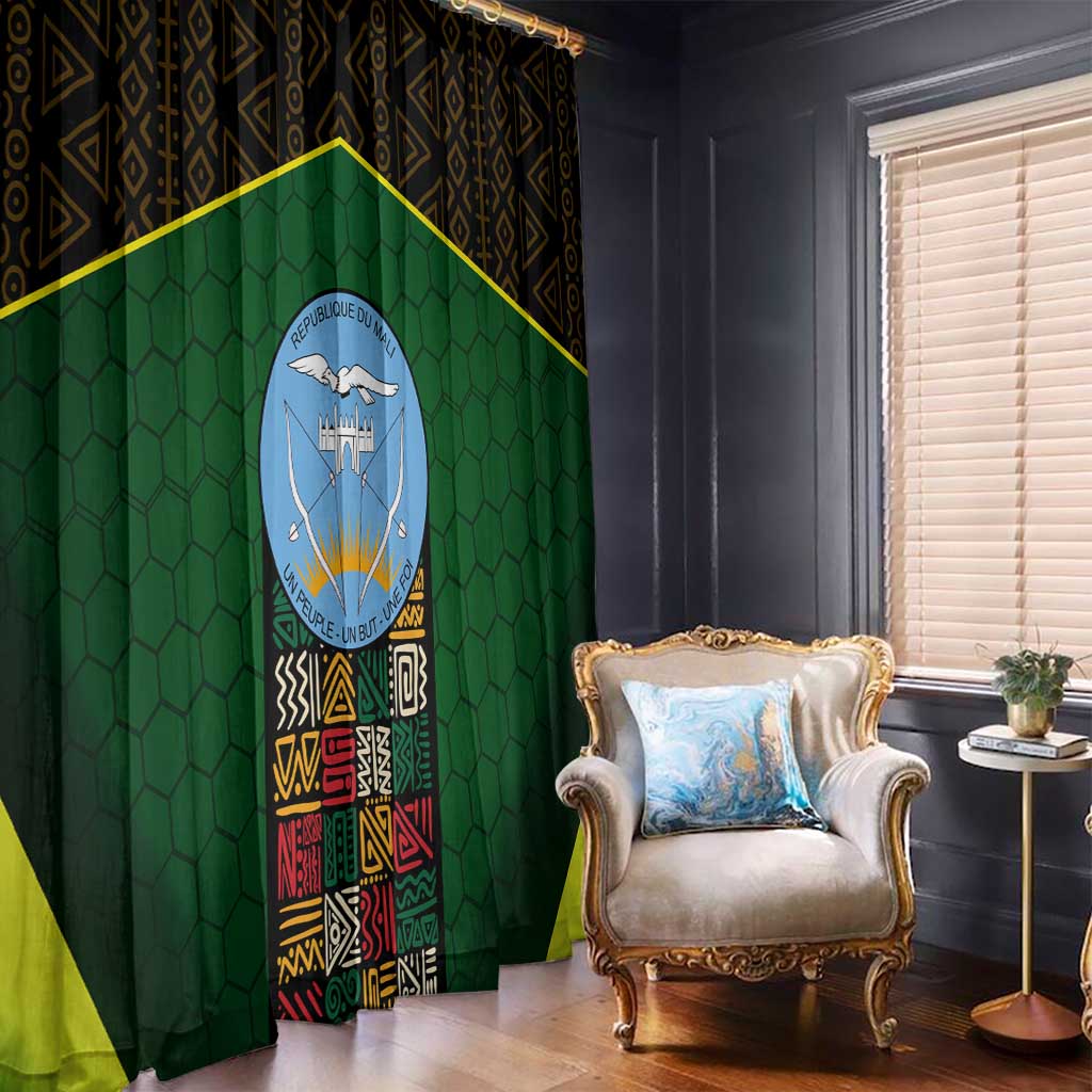 Mali Map Window Curtain National Emblem & Cultural Pattern Design