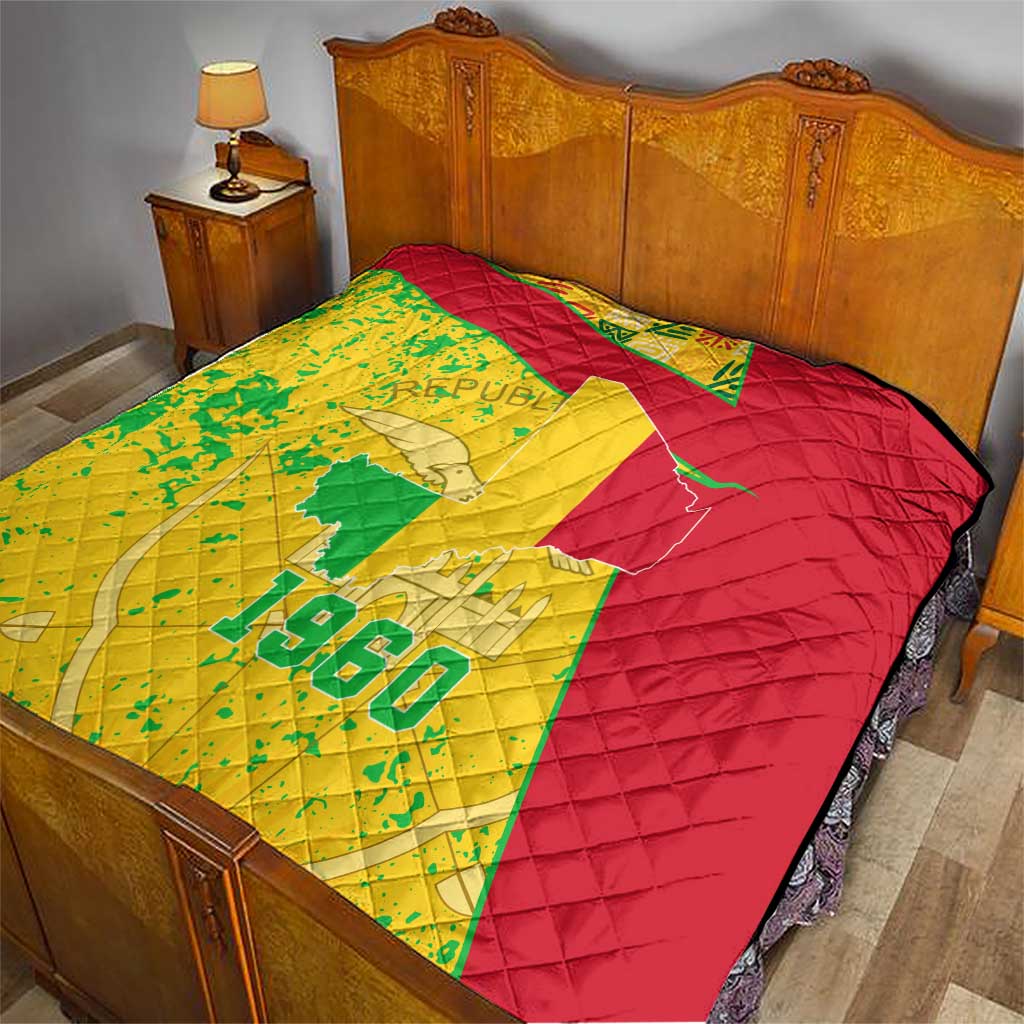 Mali Map Quilt Heart-Inspired Design with National Flag Colors