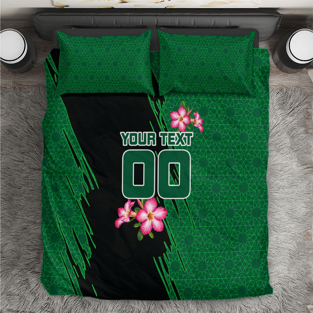 Personalized Saudi Arabia Football Bedding Set Falcon Mascot Green - Desert Rose Geometric