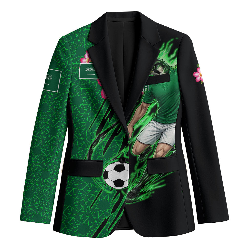 Personalized Saudi Arabia Football Blazer Falcon Mascot Green - Desert Rose Geometric
