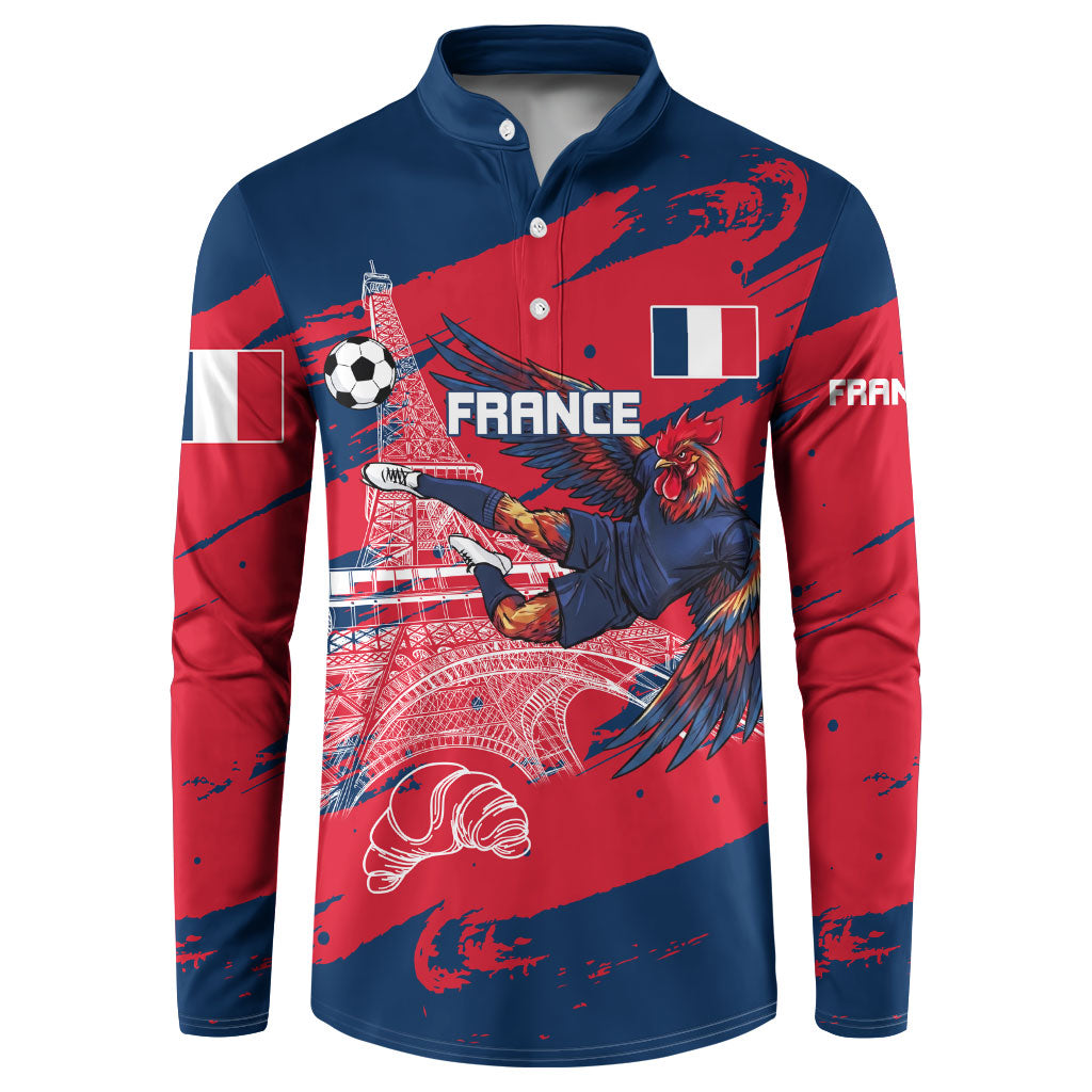 Personalized France Football Gallic Button Sweatshirt Rooster Mascot Flag Art - Birthplace Of Liberty