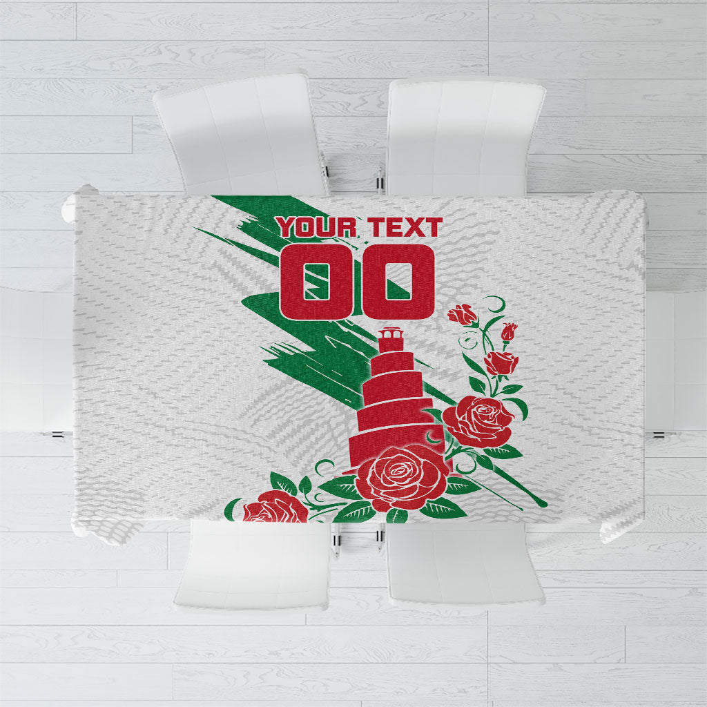 Personalized Iraq Football Tablecloth Hawk Mascot Soccer - Samarra Tower And Red Roses