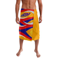 Venezuela flag wave print lavalava with yellow border, multicolor front