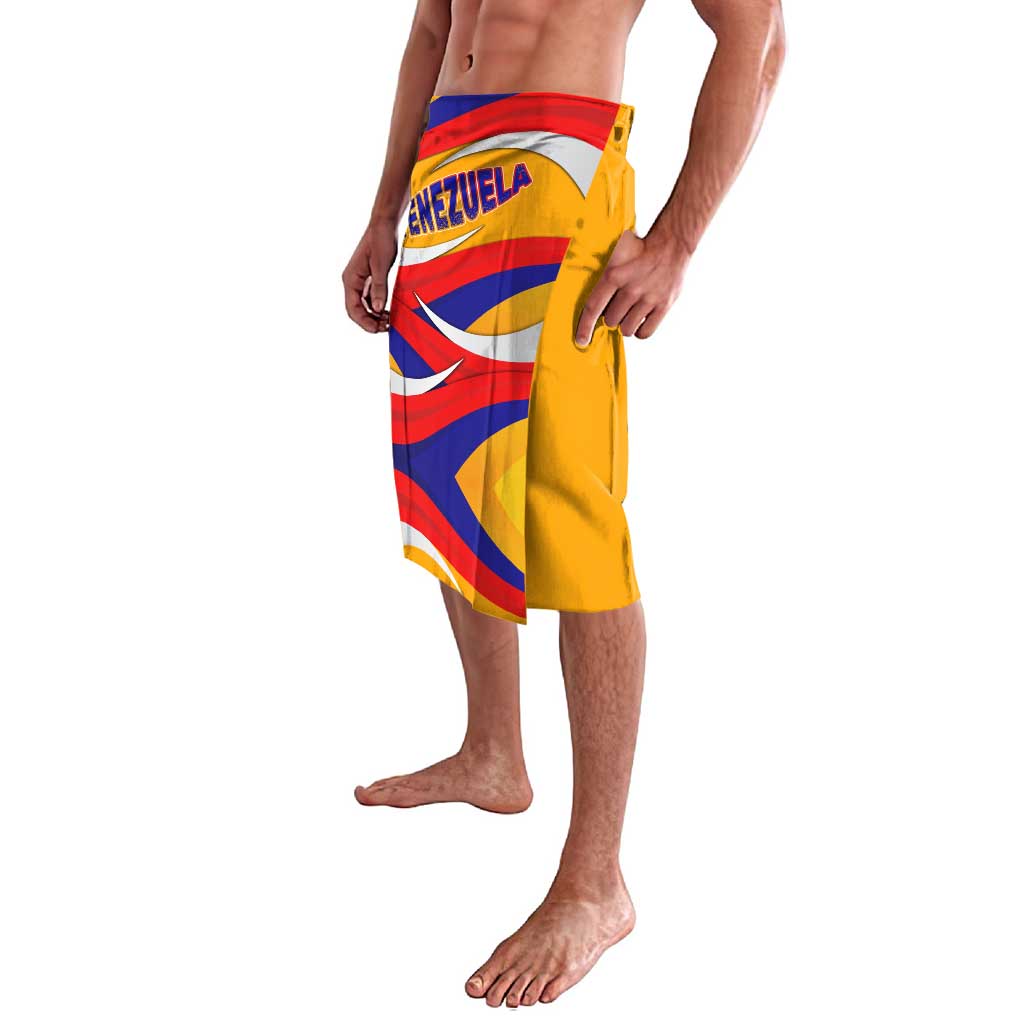Venezuela flag wave print lavalava, side drape with yellow border