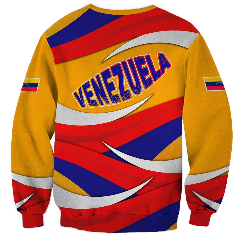 Venezuela Sweatshirt with Yellow Red Blue Flag Stripe Wave Spirit