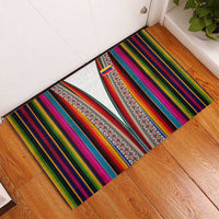 Venezuela Rubber Doormat with Andean Multicolor Woven Textile Stripe Spirit