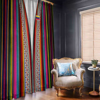 Venezuela Window Curtain with Andean Multicolor Woven Textile Stripe Spirit