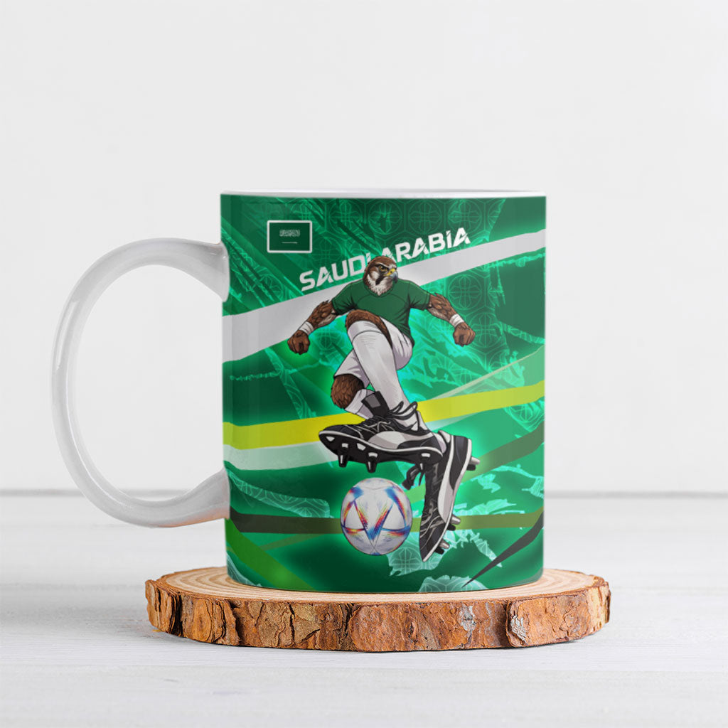 Personalized Saudi Arabia Football Ceramic Mug Green Falcon National Pride Mascot
