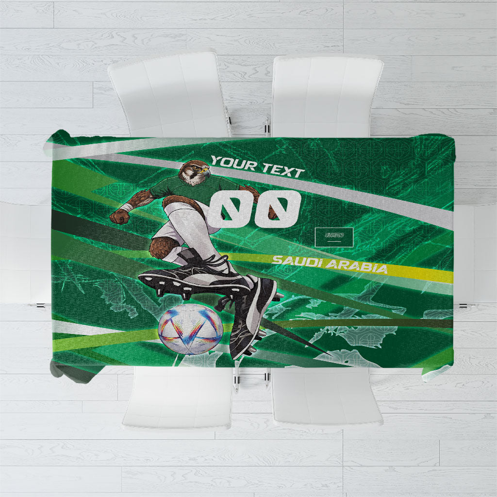 Personalized Saudi Arabia Football Tablecloth Green Falcon National Pride Mascot