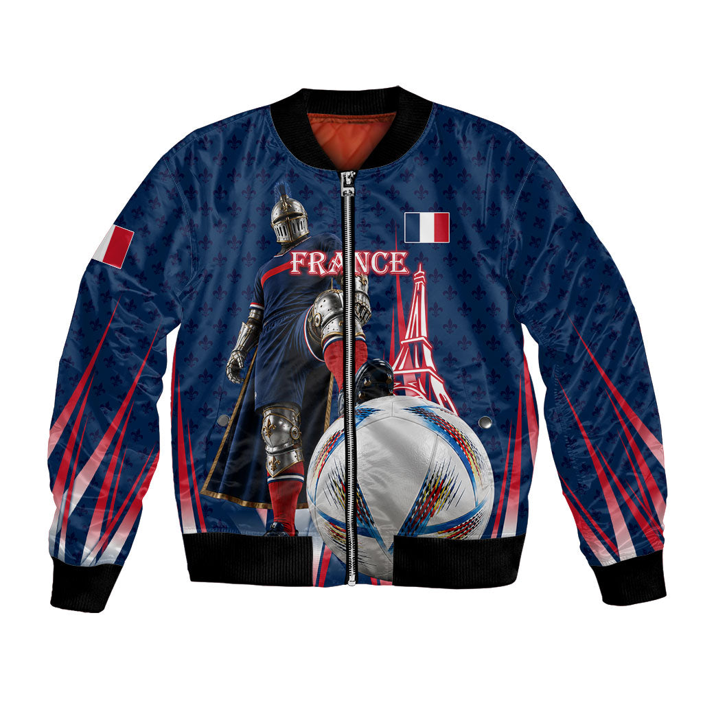 Personalized France Football Knight Bomber Jacket Medieval Knight Soccer Concept With Eiffel Tower