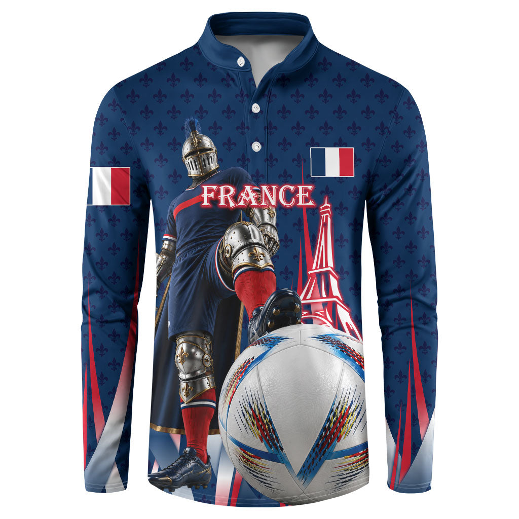Personalized France Football Knight Button Sweatshirt Medieval Knight Soccer Concept With Eiffel Tower