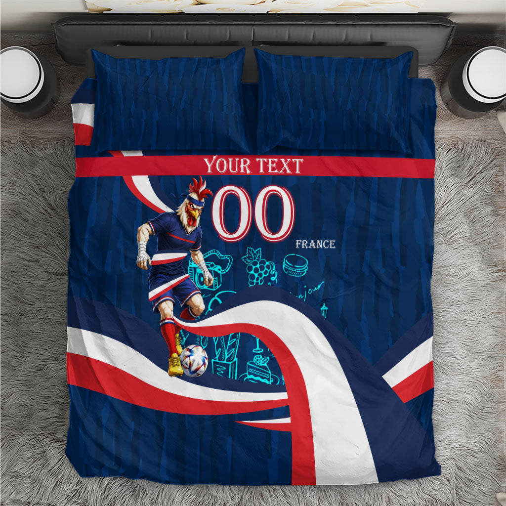 Personalized France Gallic Rooster Football Bedding Set Rooster Mascot French Culture Doodle