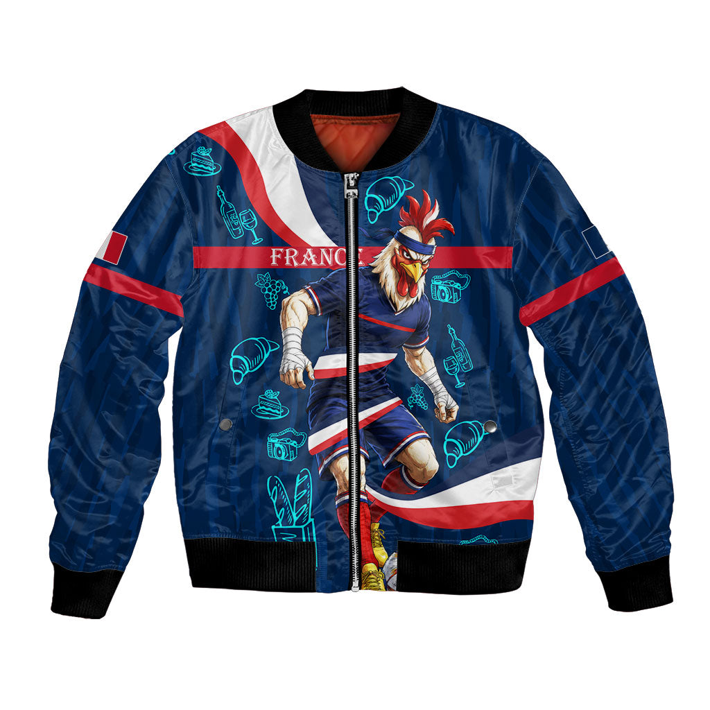 Personalized France Gallic Rooster Football Bomber Jacket Rooster Mascot French Culture Doodle