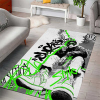 Street Style Graffiti Area Rug with Smoking Monkey and Neon Green - Wonder Print Shop