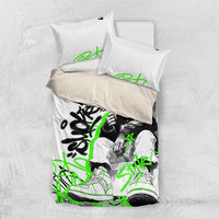Street Style Graffiti Bedding Set with Smoking Monkey and Neon Green - Wonder Print Shop
