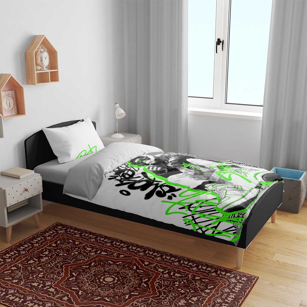 Street Style Graffiti Bedding Set with Smoking Monkey and Neon Green - Wonder Print Shop