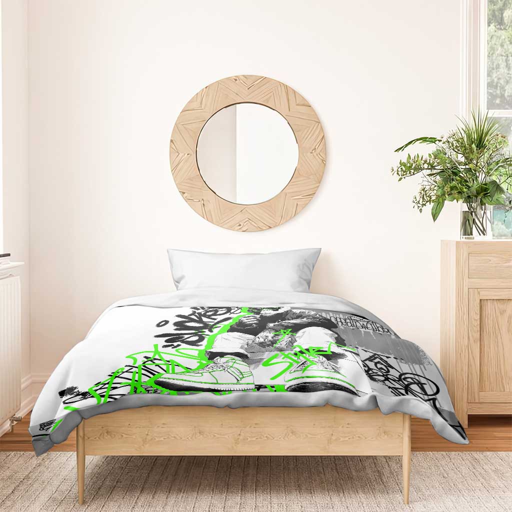 Street Style Graffiti Bedding Set with Smoking Monkey and Neon Green - Wonder Print Shop