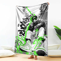 Street Style Graffiti Blanket with Smoking Monkey and Neon Green - Wonder Print Shop