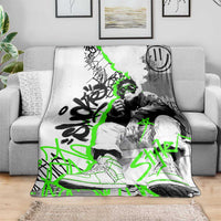 Street Style Graffiti Blanket with Smoking Monkey and Neon Green - Wonder Print Shop