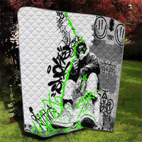 Street Style Graffiti Quilt with Smoking Monkey and Neon Green - Wonder Print Shop