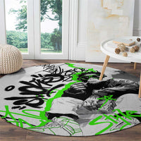 Street Style Graffiti Round Carpet with Smoking Monkey and Neon Green - Wonder Print Shop