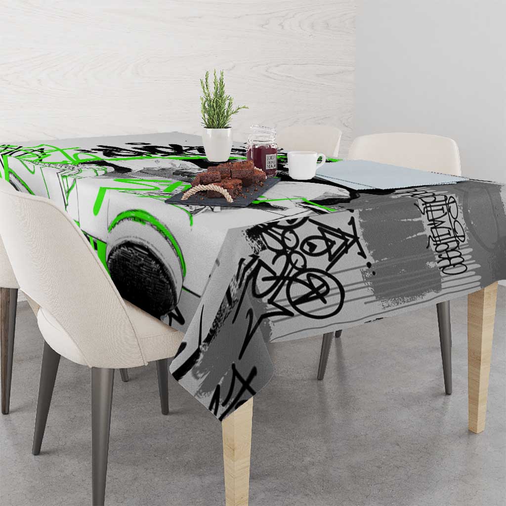 Street Style Graffiti Tablecloth with Smoking Monkey and Neon Green - Wonder Print Shop