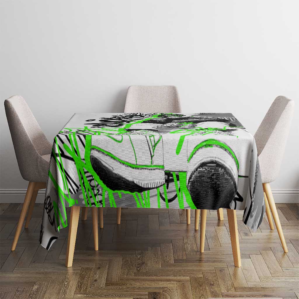 Street Style Graffiti Tablecloth with Smoking Monkey and Neon Green - Wonder Print Shop
