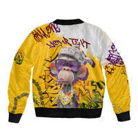 Graffiti Monkey Bomber Jacket with Hip Hop Sunglasses and Gold Chain Design - Wonder Print Shop