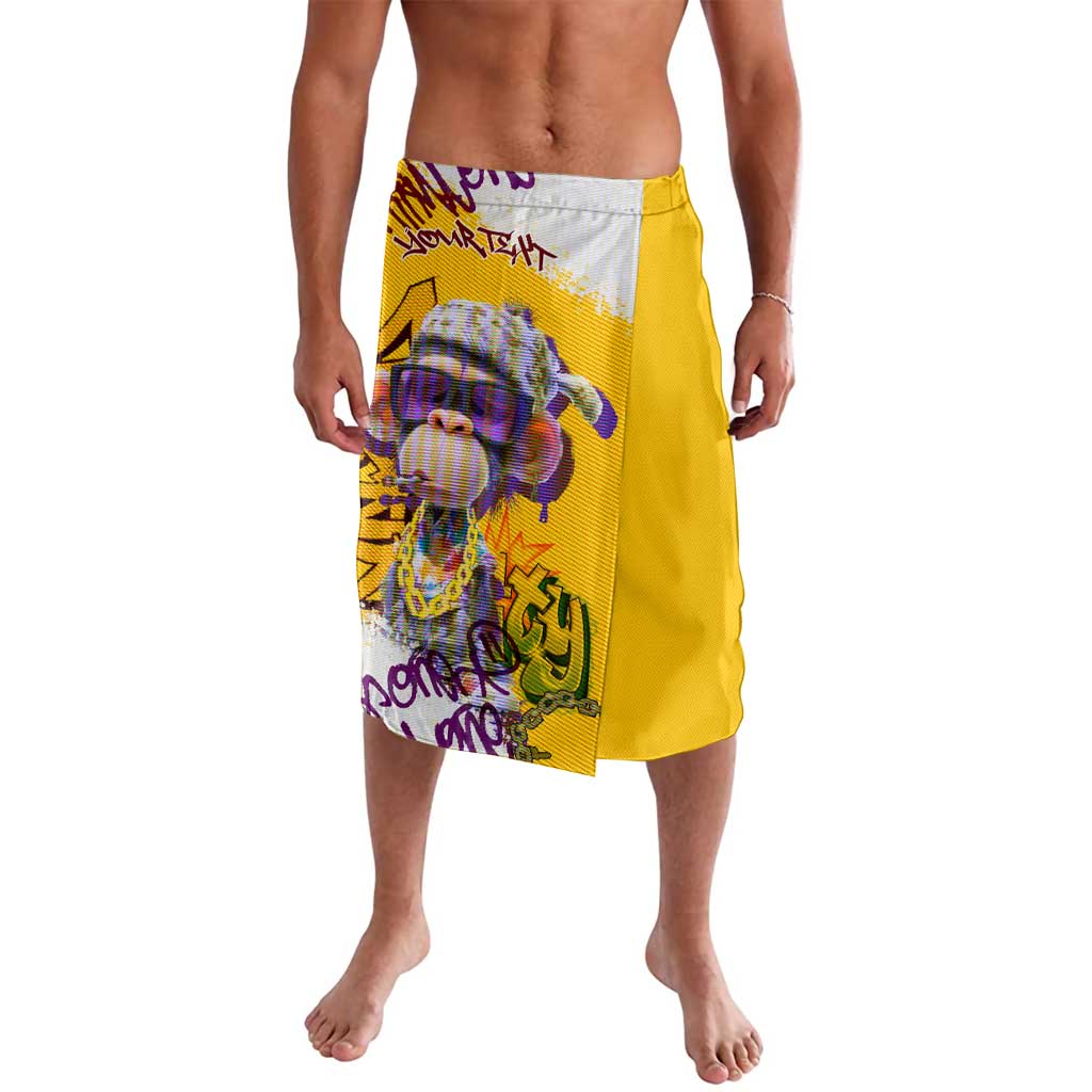 Graffiti Monkey Lavalava with Hip Hop Sunglasses and Gold Chain Design - Wonder Print Shop