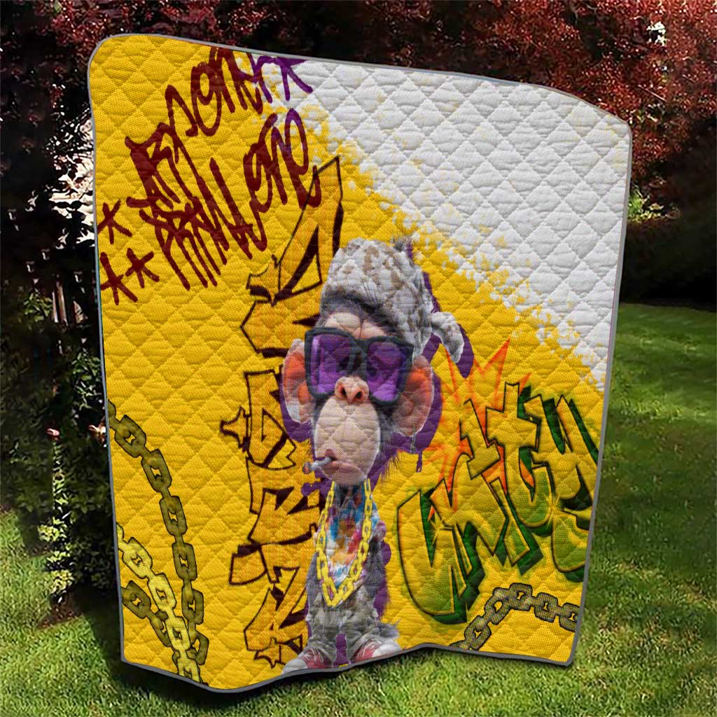 Graffiti Monkey Quilt with Hip Hop Sunglasses and Gold Chain Design - Wonder Print Shop