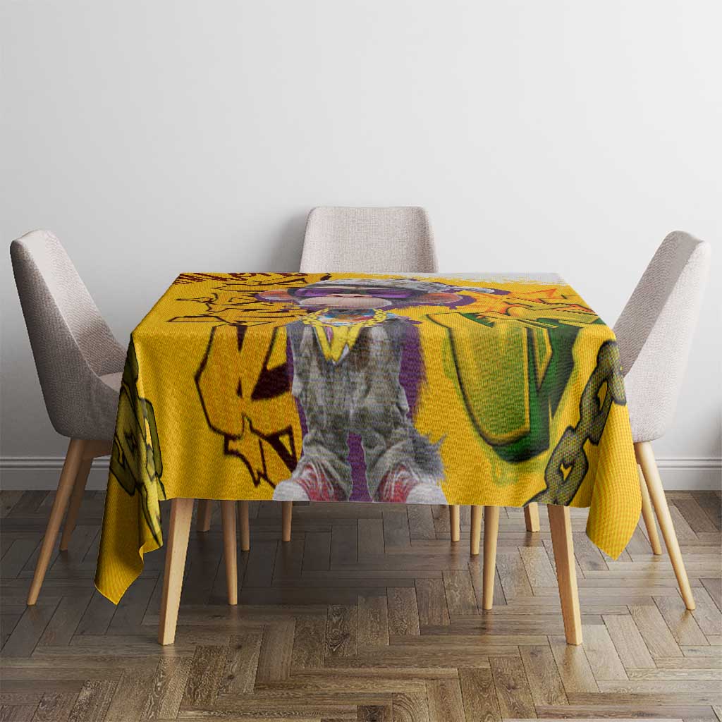 Graffiti Monkey Tablecloth with Hip Hop Sunglasses and Gold Chain Design - Wonder Print Shop