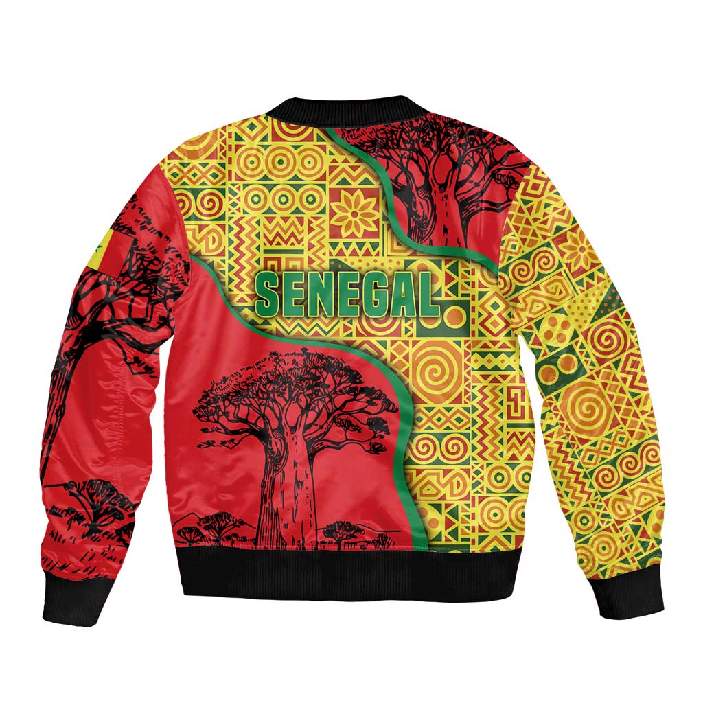 Senegal Bomber Jacket with Baobab Tree and African Tribal Pattern Design - Wonder Print Shop